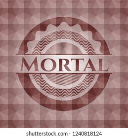 Mortal red badge with geometric pattern. Seamless.