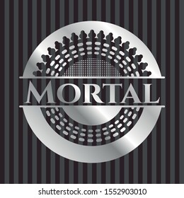 Mortal silver emblem. Vector Illustration. Mosaic.