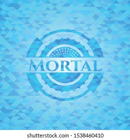 Mortal sky blue emblem with mosaic background