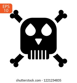 Mortal symbol skull and bones isolated on white background. Abstract sign vector illustration