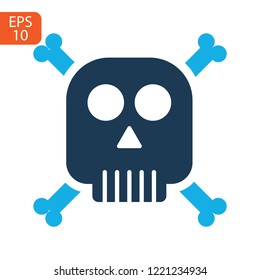 Mortal symbol skull and bones isolated on white background. Abstract sign vector illustration