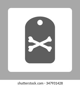Mortal Tag vector icon. Style is flat rounded square button, dark gray and white colors, silver background.