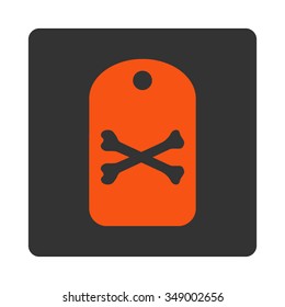 Mortal Tag vector icon. Style is flat rounded square button, orange and gray colors, white background.