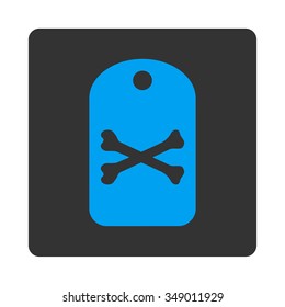 Mortal Tag vector icon. Style is flat rounded square button, blue and gray colors, white background.