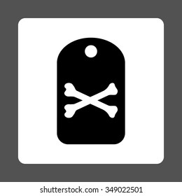 Mortal Tag vector icon. Style is flat rounded square button, black and white colors, gray background.