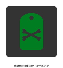 Mortal Tag vector icon. Style is flat rounded square button, green and gray colors, white background.