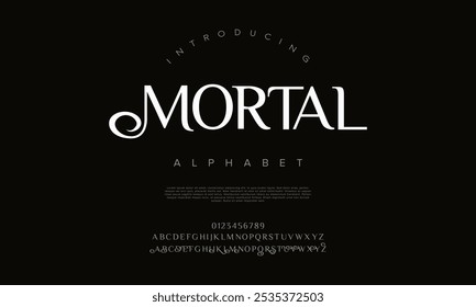 Mortal tipografia beleza moda elegante minimalista serif italic fontes decorativo casamento vintage retro logos. Logotipo de fonte de luxo mínimo alfabeto. Ilustração vetorial