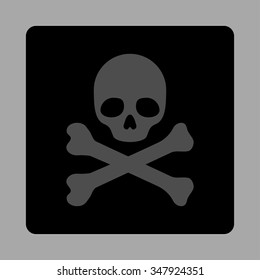 Mortal vector icon. Style is flat rounded square button, gray and black colors, silver background.