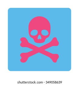 Mortal vector icon. Style is flat rounded square button, pink and blue colors, white background.
