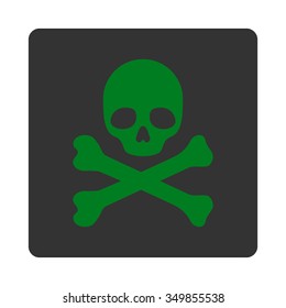 Mortal vector icon. Style is flat rounded square button, green and gray colors, white background.