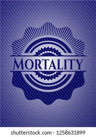 Mortality badge with denim texture