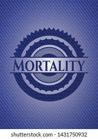 Mortality badge with denim texture. Vector Illustration. Detailed.