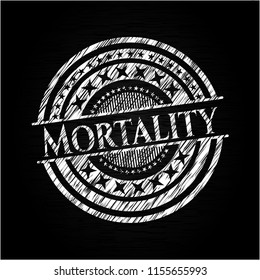 Mortality chalkboard emblem on black board