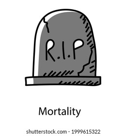 Mortality doodle icon, editable vector