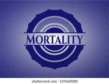 Mortality emblem with denim high quality background