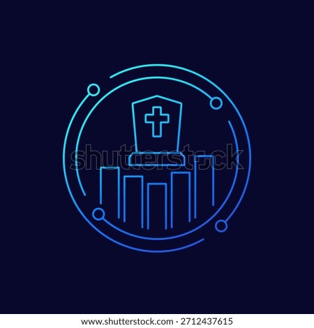 mortality icon, death rate graph linear designs