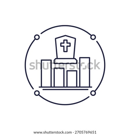 mortality line icon, death rate graph