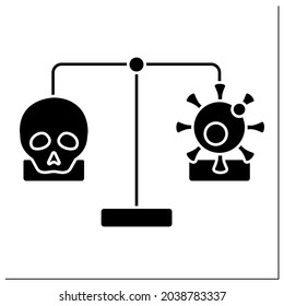 Mortalität und Morbidität Symbol. Spezifische Krankheit oder Erkrankung. Anzahl der Todesfälle aufgrund von Krankheit oder Krankheit. Gleichgewicht. Pandemiekonzept.Füllt flaches Schild. Isolierte Silhouette, Vektorgrafik