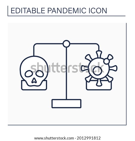 Mortality and morbidity line icon. Specific illness or condition. Number of deaths due to illness or condition. Balance. Pandemic concept. Isolated vector illustration. Editable stroke