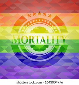 Mortality on mosaic background with the colors of the LGBT flag