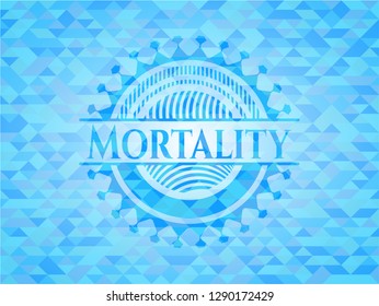 Mortality realistic light blue emblem. Mosaic background