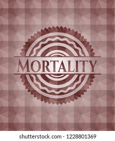 Mortality red seamless badge with geometric background.