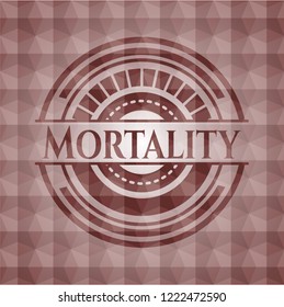 Mortality red seamless geometric badge.