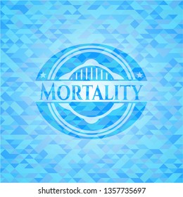Mortality sky blue emblem. Mosaic background