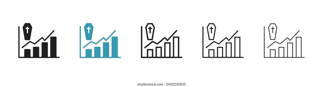 Mortality Statistics Vector Icon Set. Death Rate Chart Vector Symbol for UI Design.