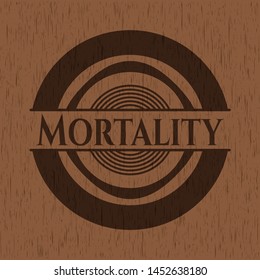 Mortality wooden emblem. Vintage. Vector Illustration.