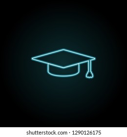 Mortar board cap icon in neon style. Simple thin line, outline vector of education icons for UI and UX, website or mobile application