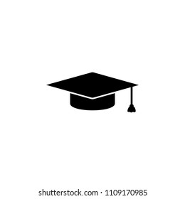 Mortar board cap vector icon on white background