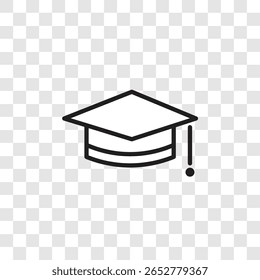 Mortar Board or Graduation Cap  Education symbol. Dark gray icon on transparent background.