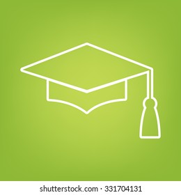 Mortar Board or Graduation Cap, Education symbol. Line icon
