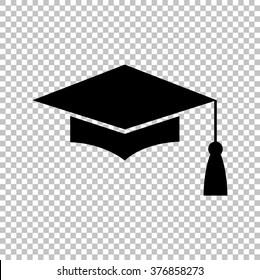 Mortar Board Or Graduation Cap, Education Symbol. Flat Style Icon Vector Illustration.