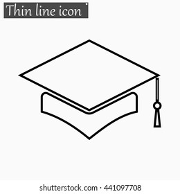Mortar Board or Graduation Cap icon Vector Style thin line