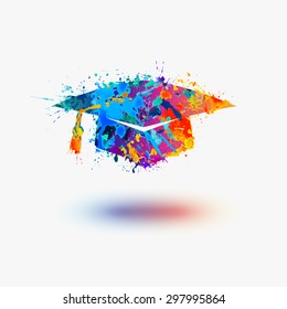 Mortar Board (Graduation Cap) vector watercolor icon