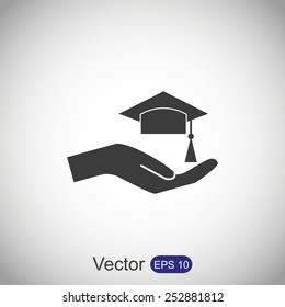 Mortar board and hand