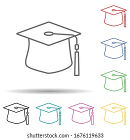 Mortar board multi color set icon. Simple thin line, outline vector of hats icons for ui and ux, website or mobile application