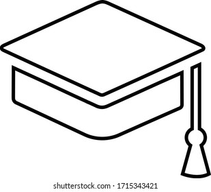 Mortar Board Outline Icon, Convocation Hat, Cap