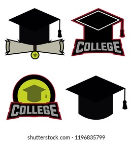 Mortar board vector icon, logo mascot team