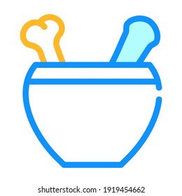 mortar with bone color icon vector. mortar with bone sign. isolated symbol illustration