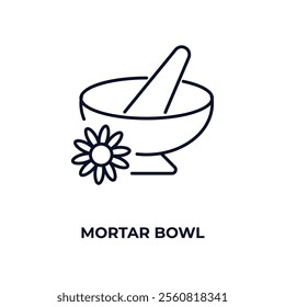 mortar bowl outline icon. Linear vector from beauty concept. Thin line mortar bowl icon isolated on white background