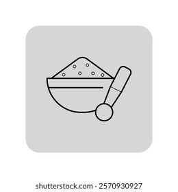 Mortar bowl and pestle line icon. Preparation of drugs, alternative medicine outline sign. Pharmacy and healthcare concept. Vector illustration, symbol element for web design and apps