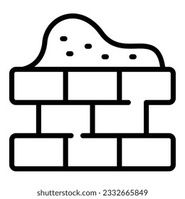 Vector de contorno de icono de ladrillo mortero. Trabajador del constructor. Cemento de la casa