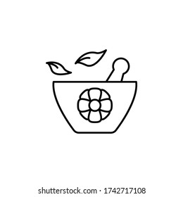Mortar, flower, leaf icon. Simple line, outline vector elements of body care for ui and ux, website or mobile application