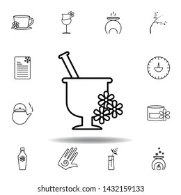 mortar with flowers outline icon. Detailed set of spa and relax illustrations icon. Can be used for web, logo, mobile app, UI, UX