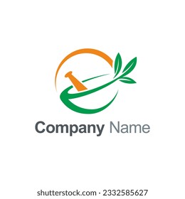 Mortar green leaf organic logo vector image