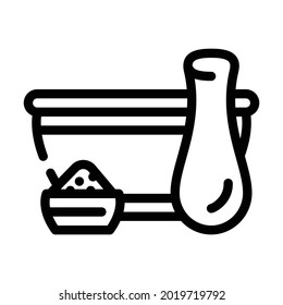 Mörtel zum Schleifen von Gewürzen Linie Symbol Vektor. Mörtel zum Zermahlen von Gewürzen isoliertes Kontursymbol