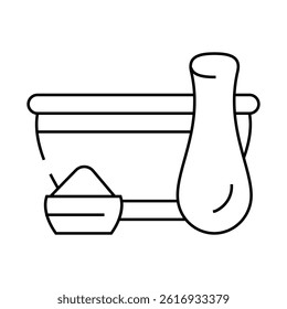 mortar for grinding spices line icon vector. mortar for grinding spices sign. isolated contour symbol black illustration